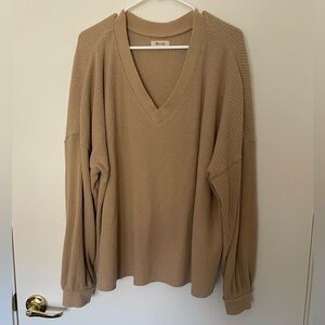 Madewell V-Neck Sweater in Camel